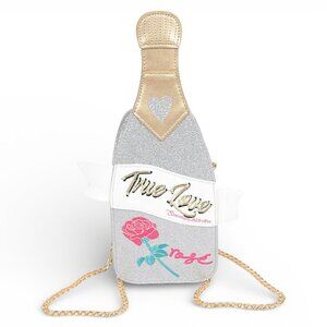 BNWT Iconic Ture Love Sparkly Champagne Bottle Clutch Bag Silver Novelty Bag